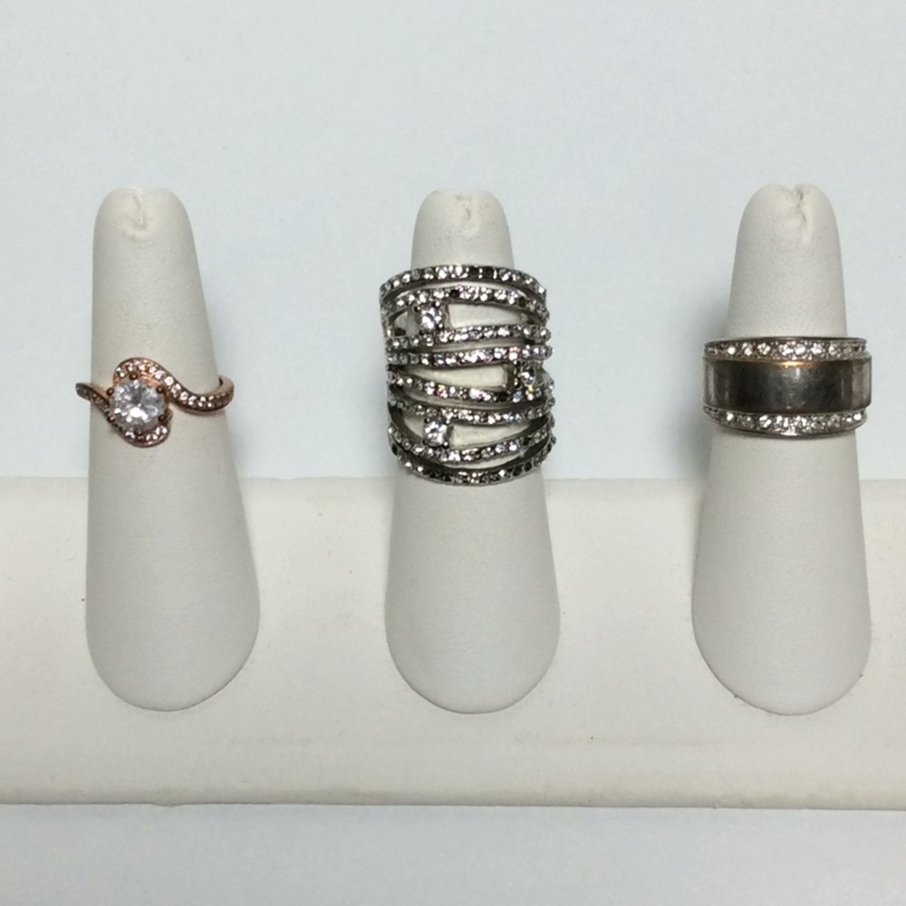 Silver & Rose Gold Ring Trio